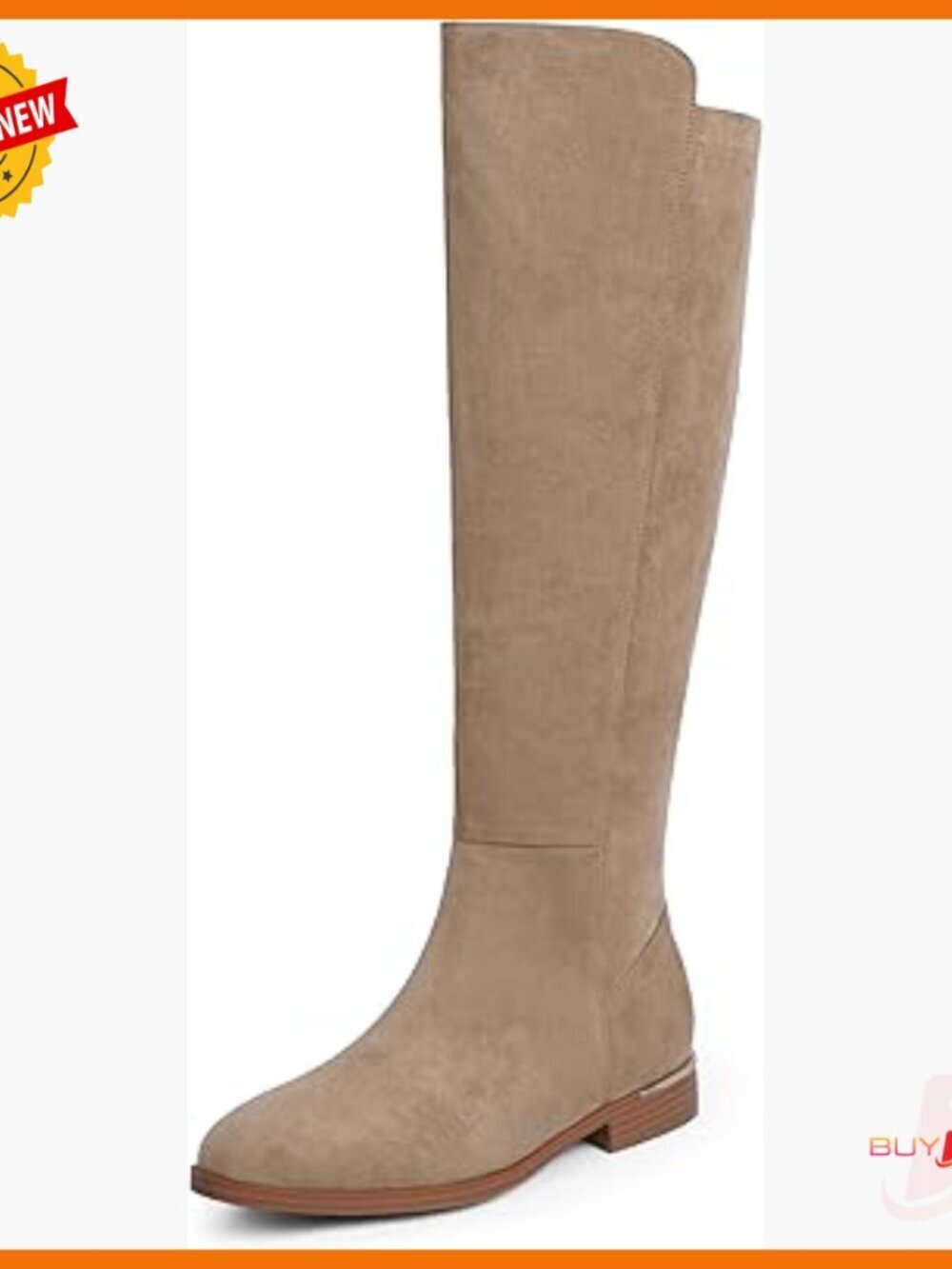 Knee High Boots Flat Heel Stretchy Side Zipper Faux Suede Minimalist